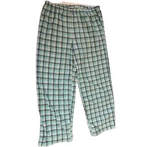 VS PINK Turquoise/Black Plaid Flannel Cozycore Wide Leg Pajama Pants Sz L